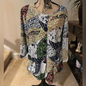 Haute Couture Paris Green and Blue Graphic Boxy Blazer